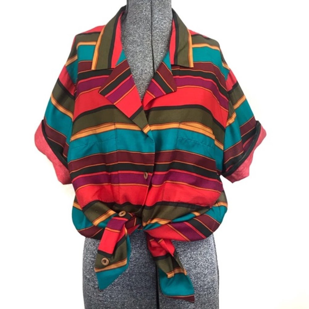 FINAL Vintage Striped Short Sleeve Button Up Shirt